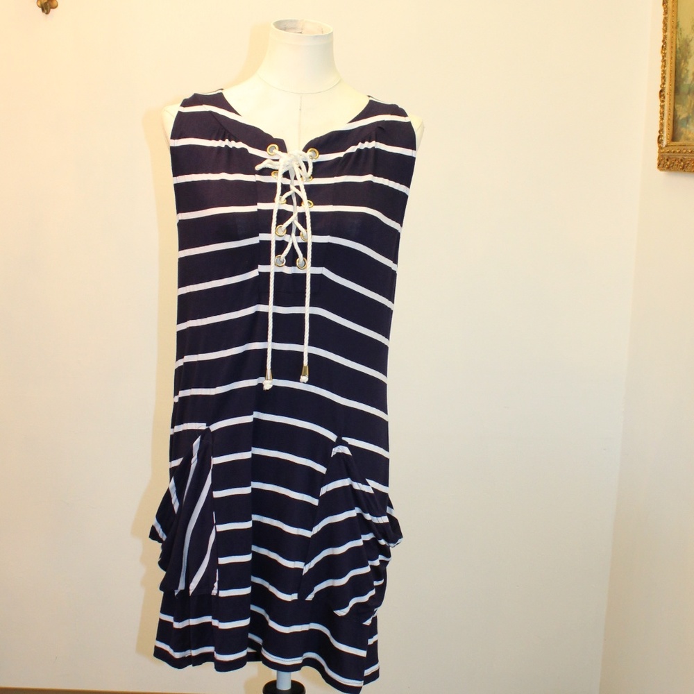 Saint Tropez West Navy and White Striped Dress
